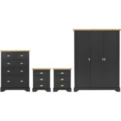 Toledo Grey 3 Door Wardrobe Bedroom Set