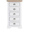 Toledo White 5 Drawer Narrow Chest
