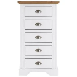 Toledo White 5 Drawer Narrow Chest