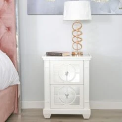 Torino White Wood 2 Drawer Bedside Cabinet