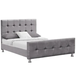 Valentina Light Grey Velvet Bed