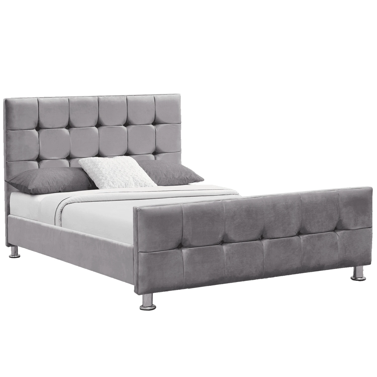 Valentina Light Grey Velvet Bed 4 Valentina Light Grey Velvet Bed - Image 2