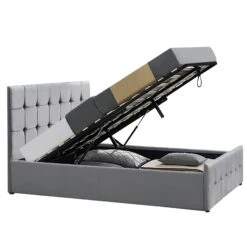 Valentina Light Grey Velvet Ottoman Bed