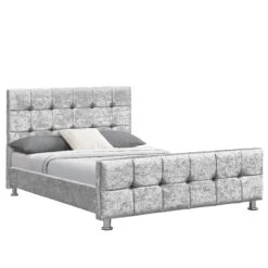 Valentina Silver Crushed Velvet Bed