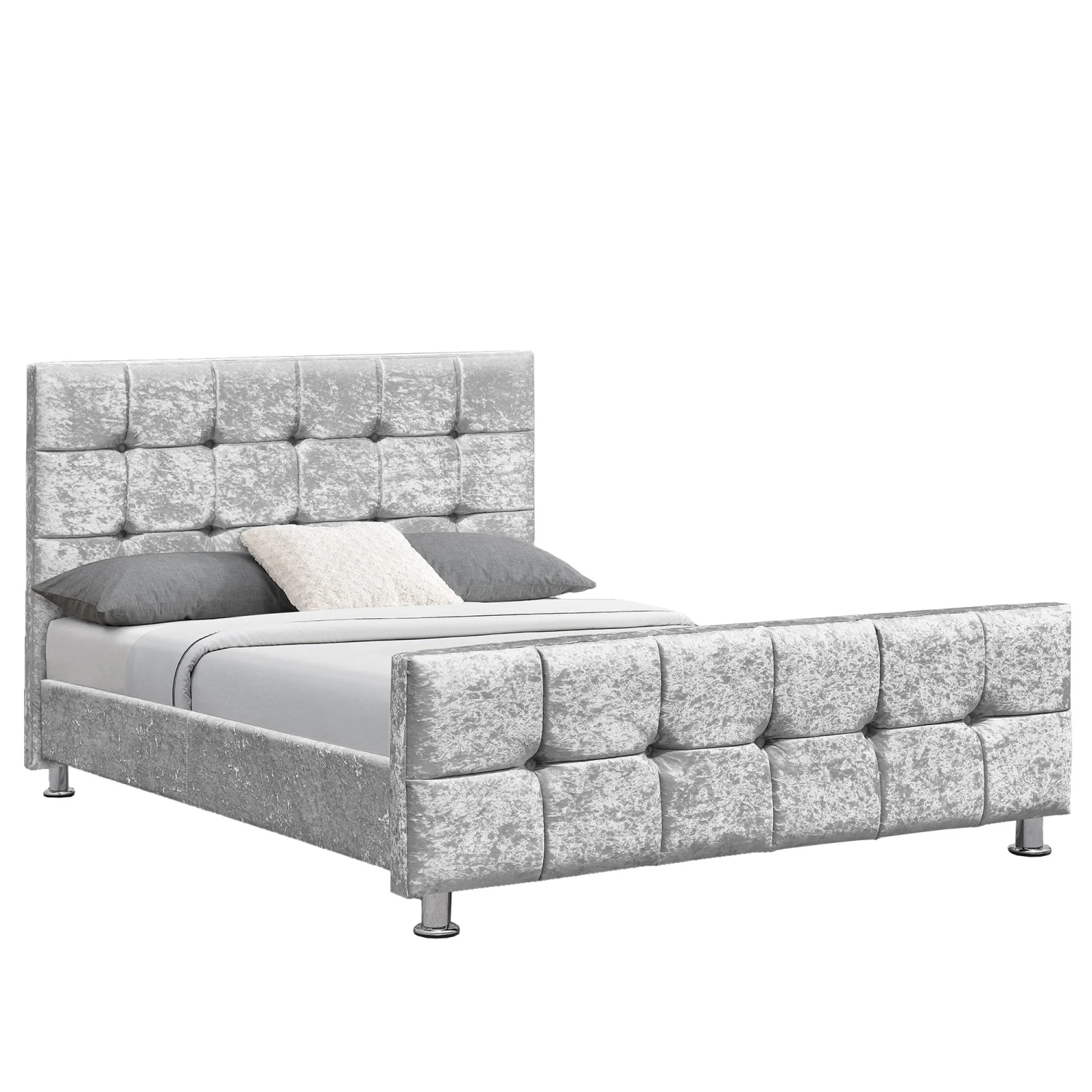 Valentina Silver Crushed Velvet Bed 3 Valentina Silver Crushed Velvet Bed