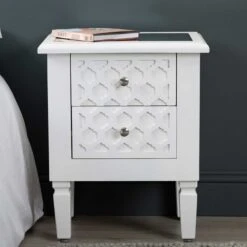 White Benton Wooden Bedside
