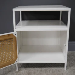 White Metal And Rattan Bedside Cabinet -Cheap Bed Store white metal and rattan bedside cabinet p72906 111486 zoom
